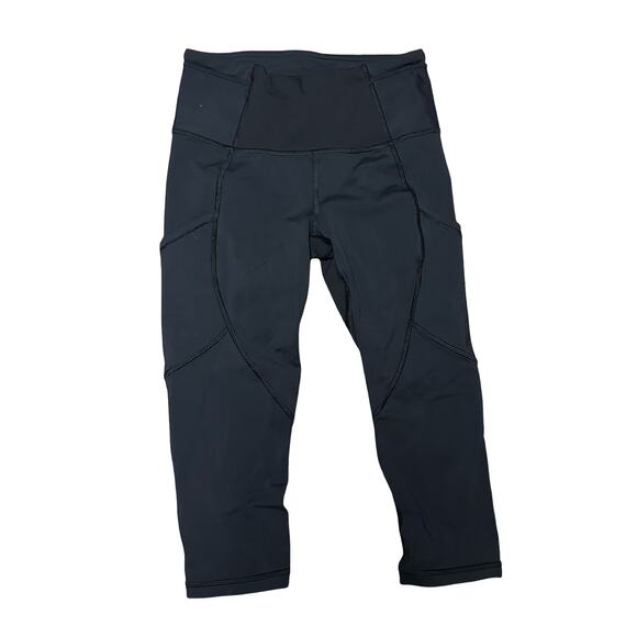 lululemon athletica Pants - Lululemon Hit It Cropped Leggings Womens 4 Black Luxtreme Reflective Run Yoga
